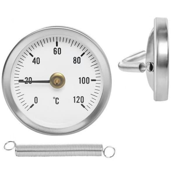 0-120℃ Rustfritt stål klemrørtermometer på 63 mm metall 1Pc