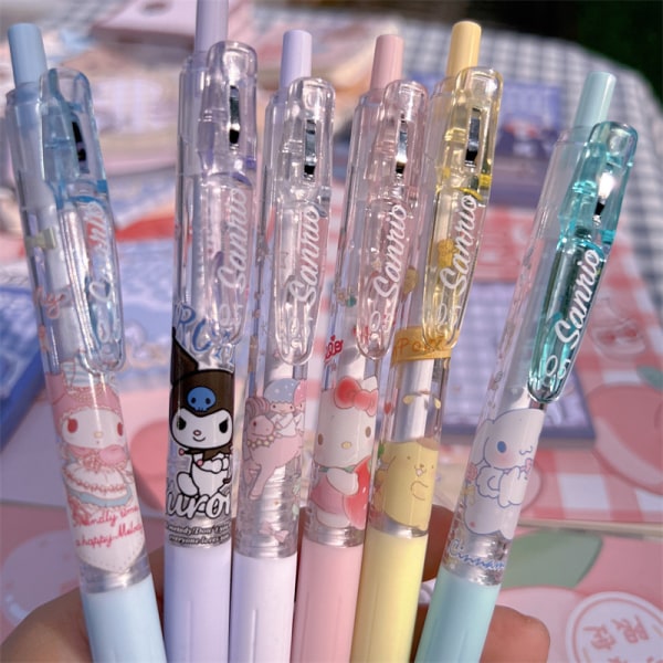 6 Styck Gel Pen Anime Students Brevpapper 0,5 MM Gel Pen Kvalitet