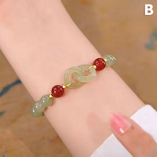Sommar Alla hjärtans dag present Love Heart Jade Beads Charm Armband B