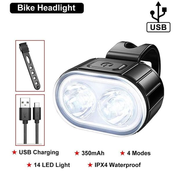 Cykellygter Vandtæt LED-lys LED USB Genopladelig Forlygte Headlight