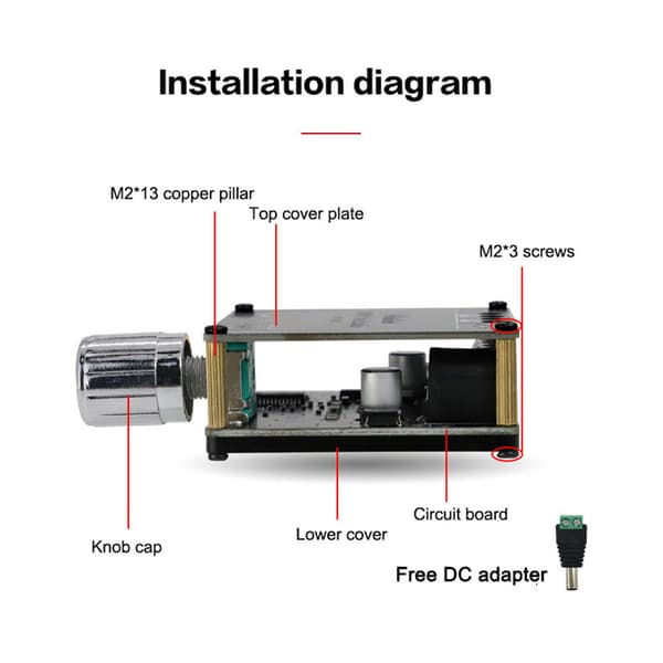 2*20W Bluetooth 5.0 Effektförstärkare Klass D o 10W~100W Stereo M