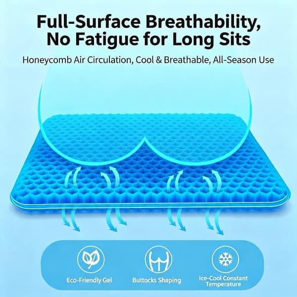 Honeycomb Gel Sittdyna Perfekt Kylande Andningsbar Ergonomisk