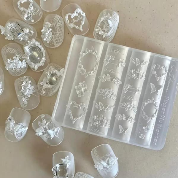 3D Rosett Silikon Nagelform Blandad Form Rosett DIY Manikyr Konst A3