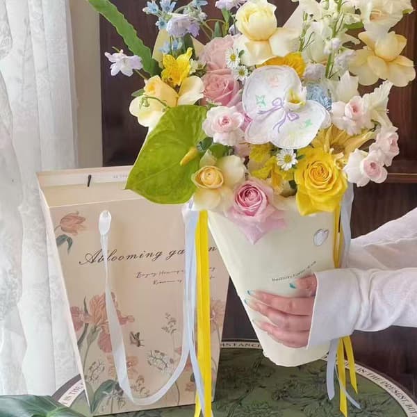 Blomsterkake Dessert Emballasjeboks Bærbar Blomstergavepose Kraft A3