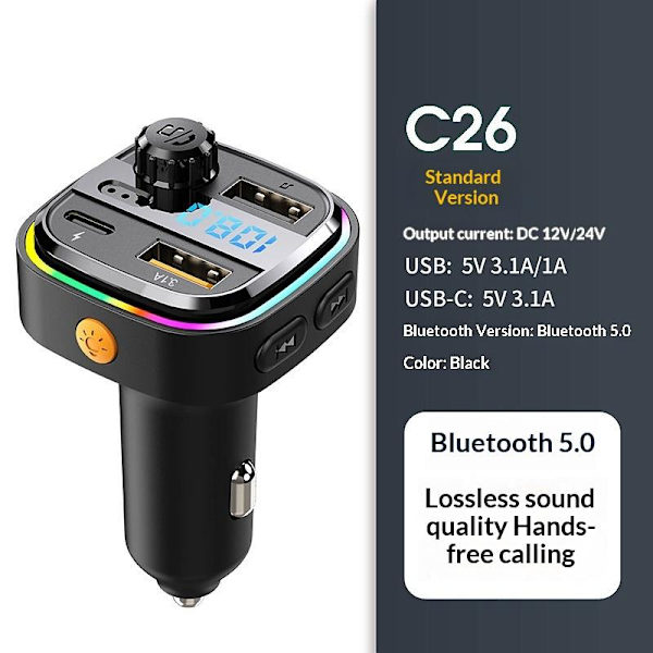 Bluetooth Håndfri FM-sender Bilradio C26 Bilradio Bil