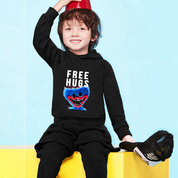 Poppy Playtime Långärmad hoodie, barnpresent black 130