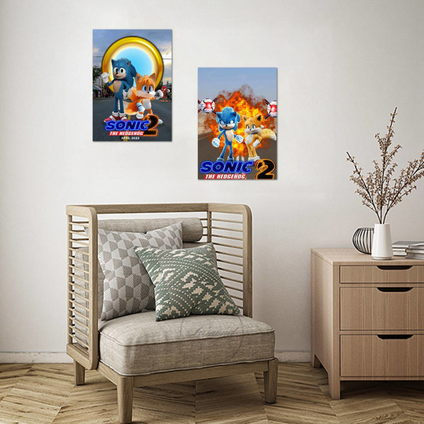 Sonic The Hedgehog A3 sidenaffisch, dekorativa målningar
