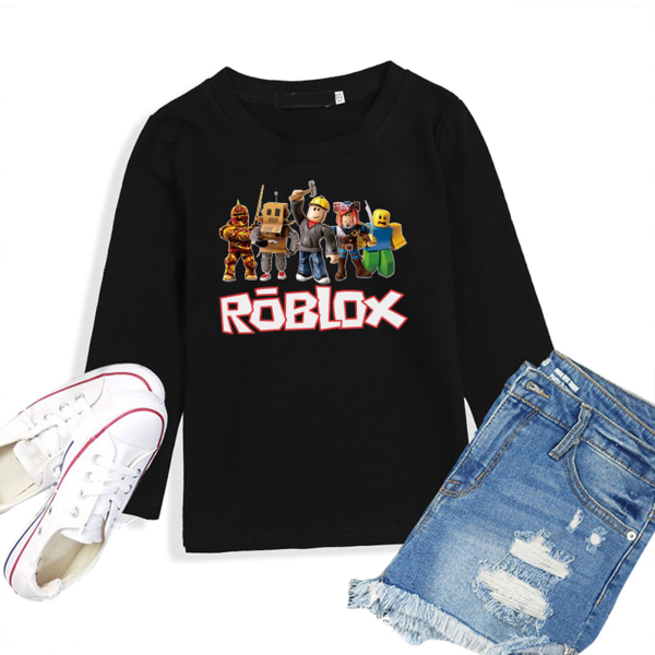 Roblox Långärmad t-shirt för barn, söt topp med tryck 130