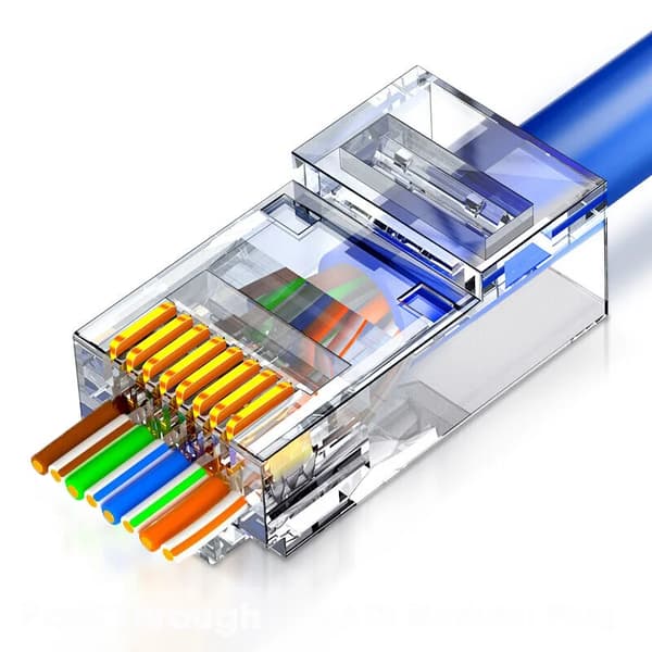 100 stk. RJ45-kontakter Cat5e Cat6 Pass Through EZ til å krympe modulær plugg for solid flertrådet nettverkskabel