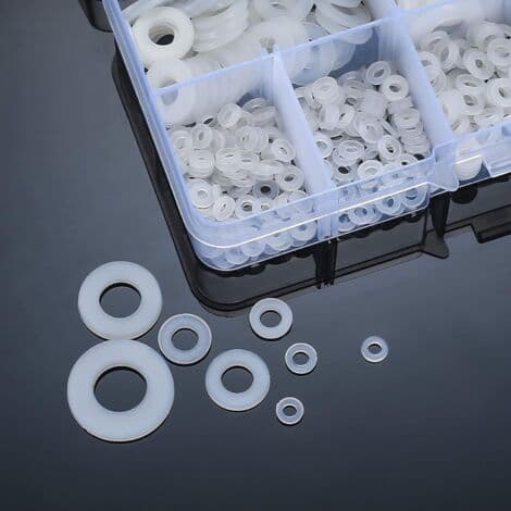 500 stycken platta nylonskivor, runda isoleringspackningar, VVS-sortimentsats - Vit, M2/M2.5/M3/M4/M5/M6/M8/M10
