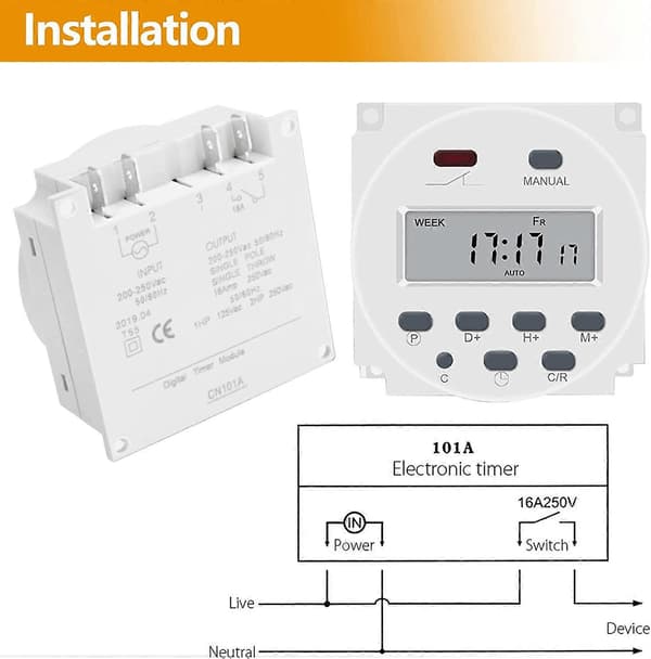 Cn101A DC 12V Digital LCD-timer Programmerbar LCD-skjerm Digital LCD Strømforsyning Ukentlig Timer Reléstyring Med Vanntett Deksel Hvit