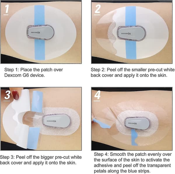 Til Dexcom G6 selvklæbende plastre, vandtætte plastre til Dexcom G6, premium gennemsigtig overplaster til G6-sensor