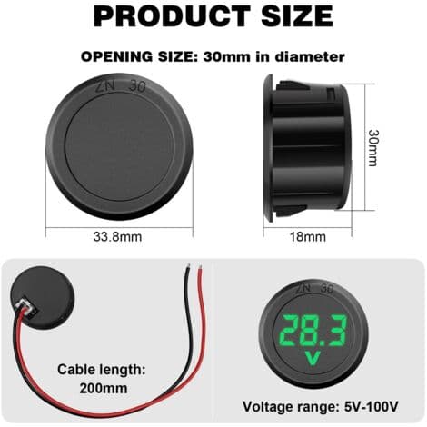 2 st 5V-100V Bil DC Digital LED Voltmeter Vattentät Display DC Spänningsdisplay för Motorcykel, Båt, Lastbil, Husvagn (Grön)