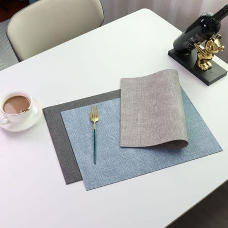 Set med 6 rektangulära bordstabletter, tygliknande, tvättbara, värmebeständiga