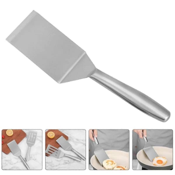 Spatel i rustfritt stål, flat spatel, stor fiskespatel, grillspatel, grillspatel, stekespade, pannekakespade A