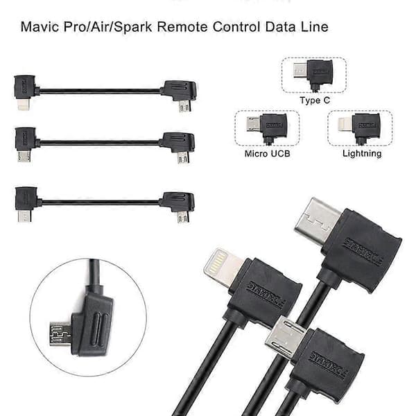STARTRC 10cm Lightning til Micro USB Konverteringskontakt Datakabel for DJI Mavic Mini / Air, Shark Fjernkontroll