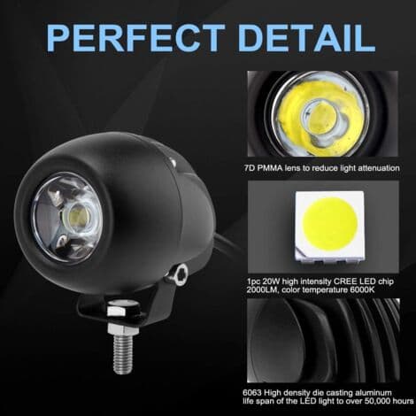 20W LED Tåkelys, LED Arbeidslys, IP68 Vanntett Arbeidslys, LED Bilfrontlykt for Terrengmotorsykkel, ATV, UTV, 4x4, SUV, Traktor, Lastebil