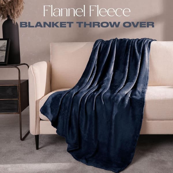 Myk flanellfleece teppe sengeteppe stort luftig varmt, marineblått