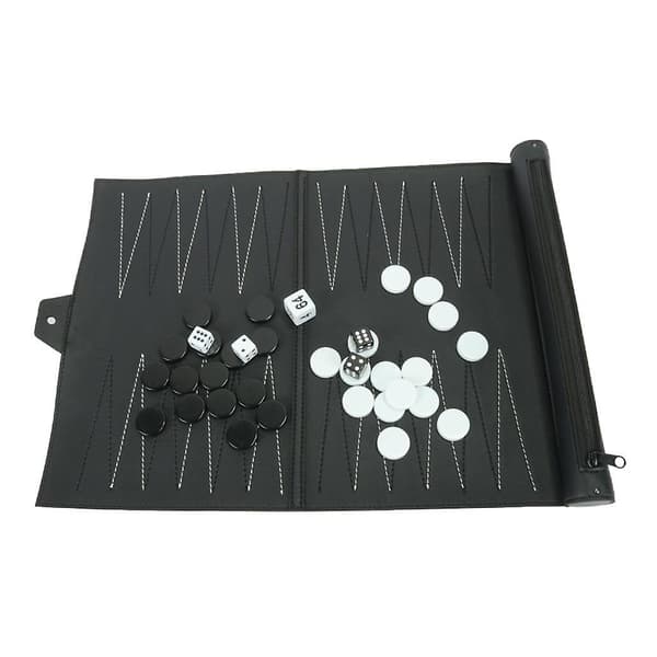 PU-nahkainen backgammon-setti matkoille, perheen virkistyskäyttöön, backgammon-lautapeli