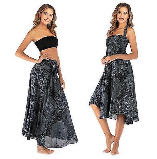 Naisten pitkä boheemityylinen mustalais-boho-hippihame