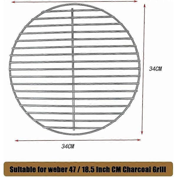 34CM Lys Nikkel Stål Grillrist for Weber Kullgriller