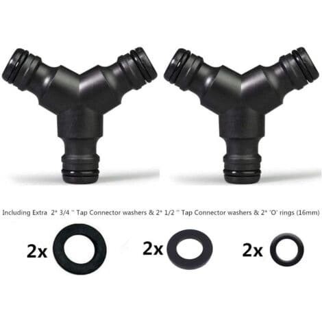 Plastkoppling för slangdelare (3-vägs) Y-hankoppling för trädgårdsslang Y-koppling 2-pack