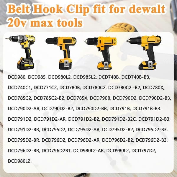 10 stk. belteklips for Dewalt, 304 rustfritt stål krokklips drillklips verktøysett