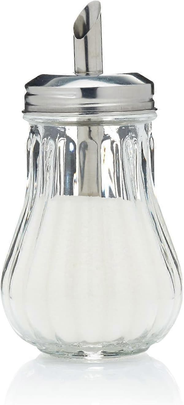Sukkerdispenser, retrostil, glas, 7 x 7 x 13,5 cm