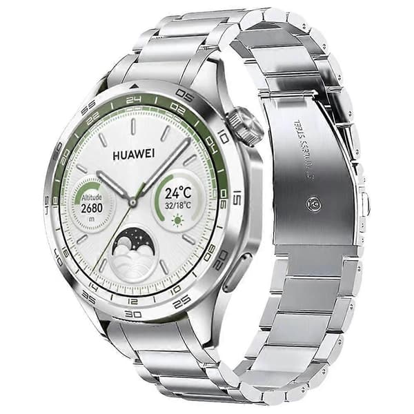 Til Huawei Watch GT 5 46mm Urrem Tre Perler Rustfrit Stål Rem Udskiftning