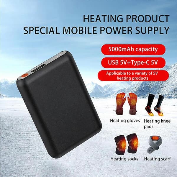5000mah Oppladbart Batteri DC 5V 2A for Sokker Hansker Oppvarming js