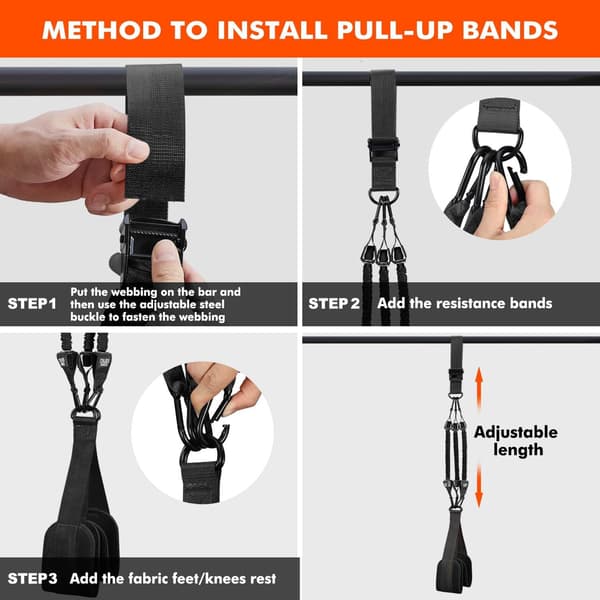 Pull up-band / Träningsband pull ups - Pull up-hjälpmedel för styrketräning fitness Svart 210 lbs