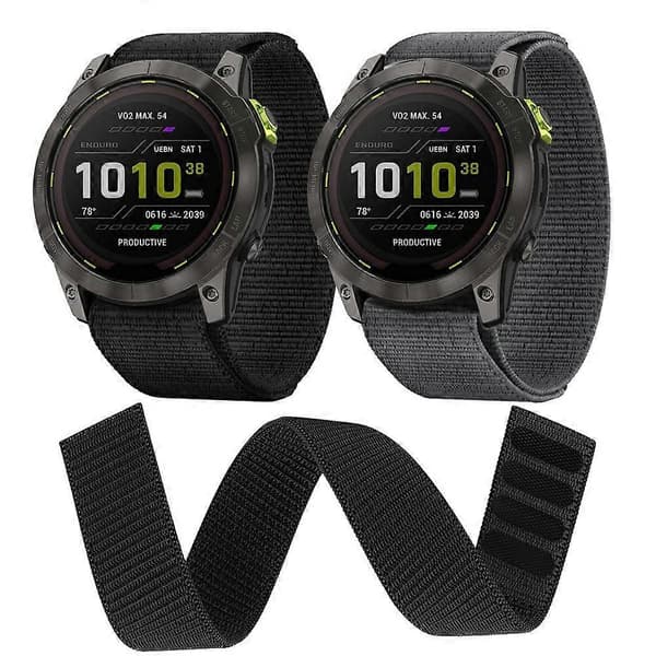 26 mm nylonurrem til Garmin Enduro 3 Fenix 8X Fenix 7X Magic Tape håndledsrem - Grå