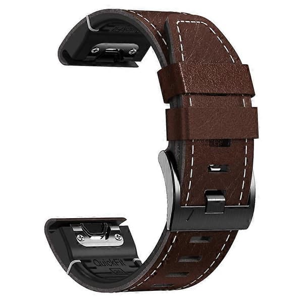 Garmin Fenix 7/Forerunner 965/955/945/935 -kellon ranneke nahkaa+silikonia -