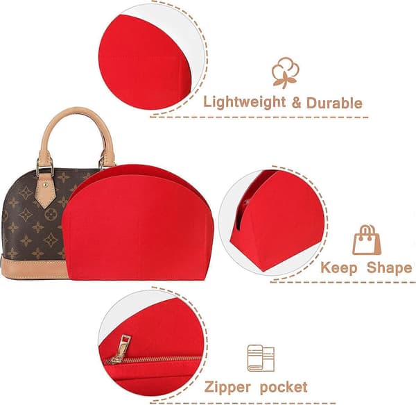 Hanag Organizer til Alma Insert, Filt Taske Organizer Pung Organizer Insert til Alma BB Insert Organizer (BB, Rød)