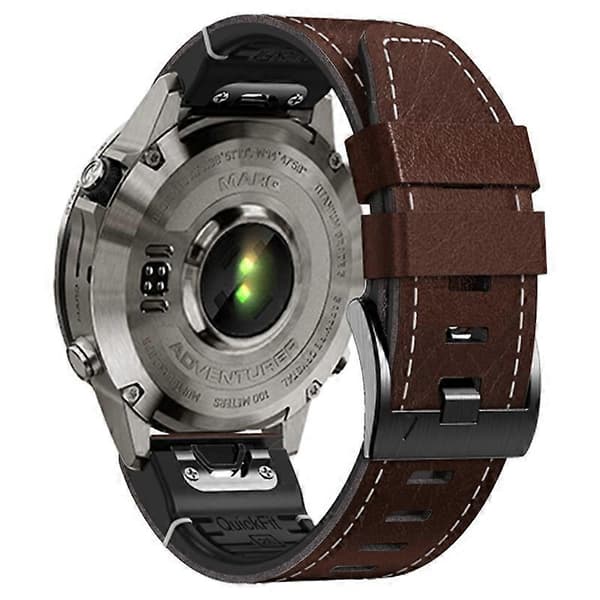 Garmin Fenix 7/Forerunner 965/955/945/935 -kellon ranneke nahkaa+silikonia -