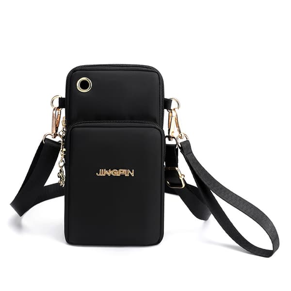 Multifunktionel mobil taske med crossbody rem Sort