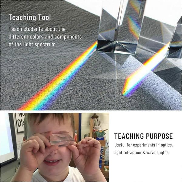 4 st Klar Triangulär Prisma för Regnbågsljus Kristall Optiska Prismor Glas Fysik Undervisning Refrak
