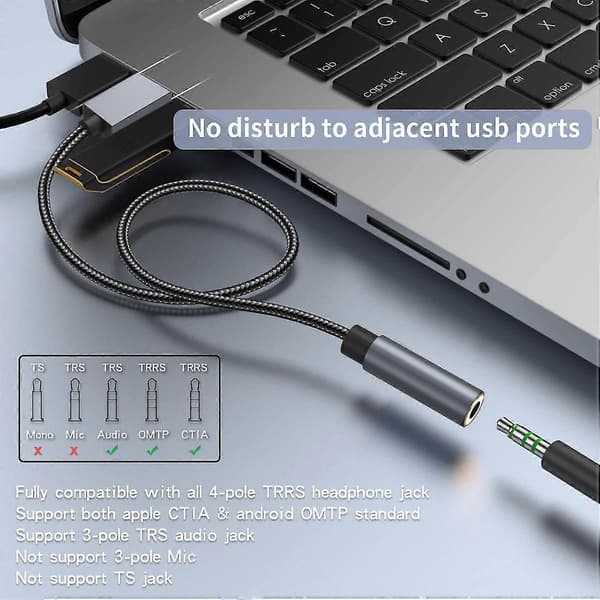 USB-A til 3,5 mm Jack Audioadapter