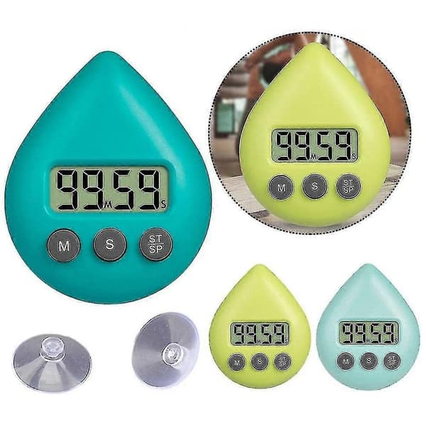 Digital dusjklokke med timer, vanntett timer med alarm og sugekopp