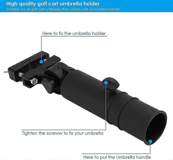 Golfvogn paraplyholder Universal Golfvogn paraplyholder Let at installere Passer til alle golfvognsgreb Sort