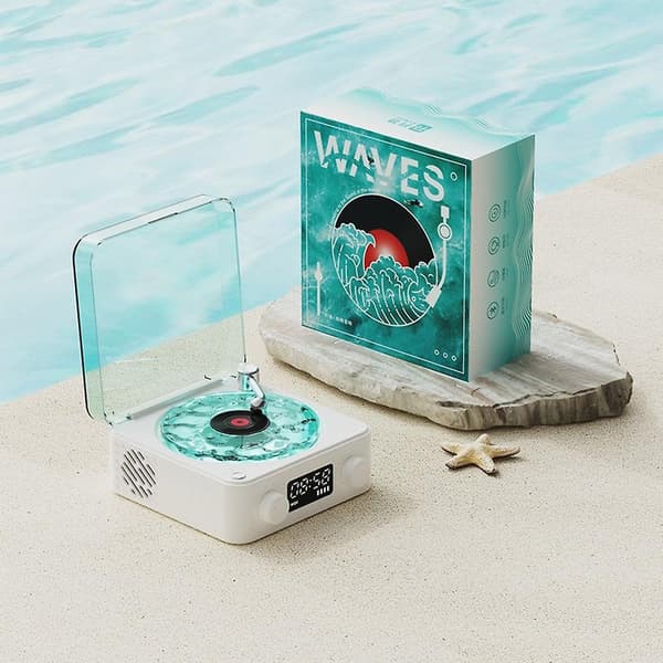 The Waves Vinylspelare, Wave Retro Vinylskivspelare Trådlös Bluetooth-högtalare