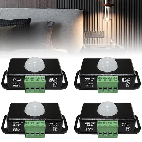 LED bevegelsessensor 12V/24V DC, bevegelsessensor kropp infrarød bevegelse PIR-sensorbryter automatisk trådløs