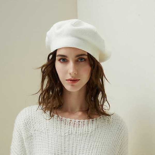 Hat til stor omkreds vinter blød kashmir baret hat kvinder retro varm strik kunstner hat afslappet græskar hat