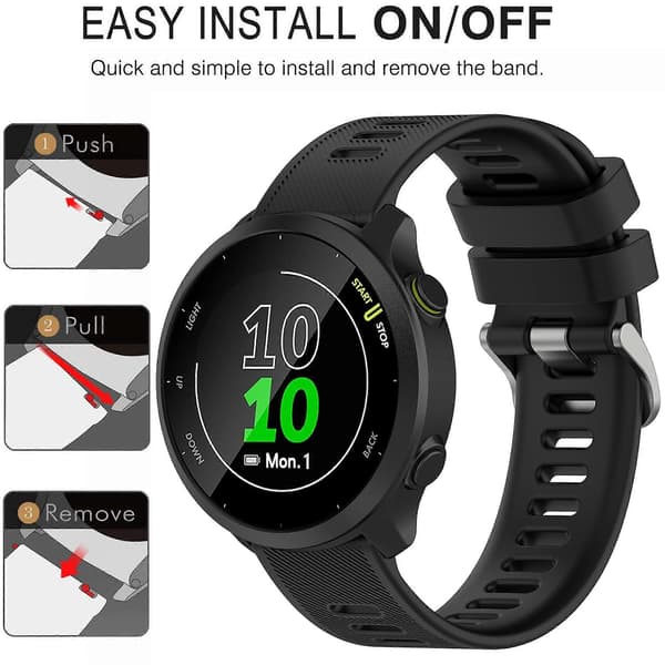 Kompatibel med Garmin Forerunner 158/Forerunner 55 Silikonebånd Erstatningsurrem til Forerunner 158/Forerunner 55