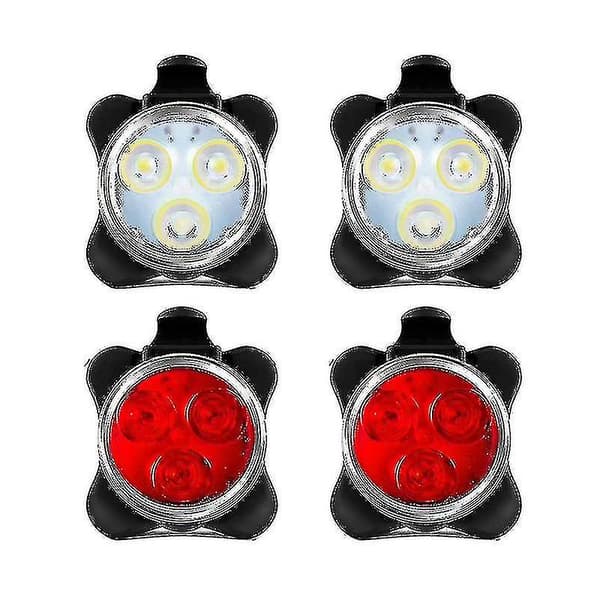 4-pack USB-uppladdbart cykelbelysningssats Fram och Bak LED Cykellampa...