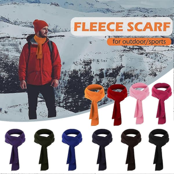 Lang fleece-skjerf for menn og kvinner for vintersport Lett ensfarget halsvarmer hodeplagg