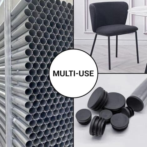 Pakke med 20 60 mm runde rørplugger, svarte plastgjerdehette, rørplugger, svart RAL 9005