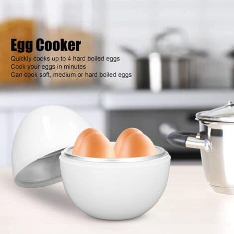 Eggkoker med 4 eggkapasiteter, mikrobølgeovn, hardkokte egg, kompakt design, PP-materiale, damper for hardkokte egg til hjemmebruk