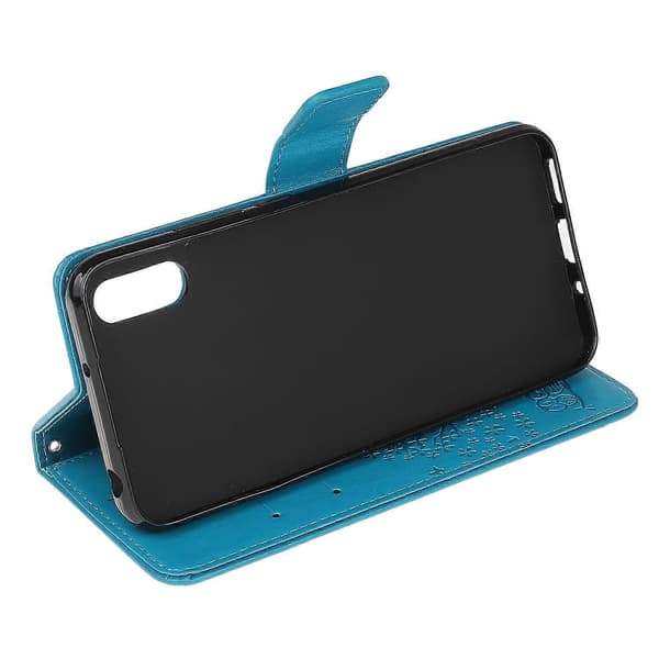 Plånboksfodral i läder med uggla och träd-mönster för Samsung Galaxy Xcover 5