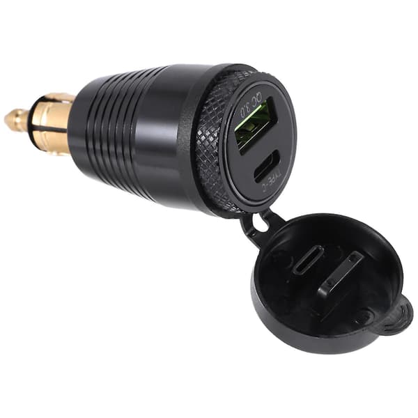 Motorsykkel DIN-plugg Vanntett Lader til Qc3.0 USB-lader & Type C 30w Strømforsyningsadapter Socket